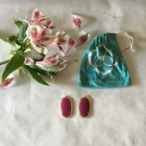 Kendra Scott purple & gold earrings with its bag